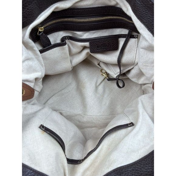 Michael by Michael Kors Brown Pebbled Leather Gold Tone Shoulder Bag Large Purse - Picture 15 of 16